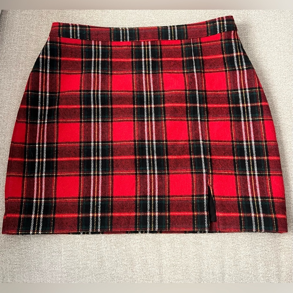 Hollister Red and Black Plaid Mini Skirt